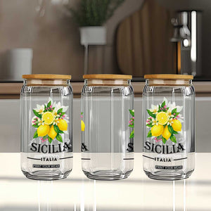 Sicilia Italia Fresh Lemon Glass Can Italian Sicilians Floral Citrus from Southern Italy TS02 Print Your Wear