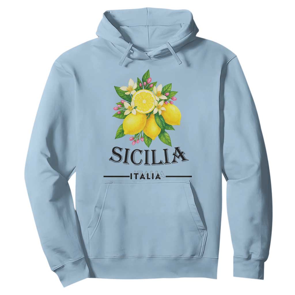 Sicilia Italia Fresh Lemon Hoodie Italian Sicilians Floral Citrus from Southern Italy TS02 Light Blue Print Your Wear