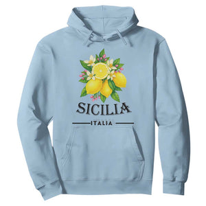 Sicilia Italia Fresh Lemon Hoodie Italian Sicilians Floral Citrus from Southern Italy TS02 Light Blue Print Your Wear
