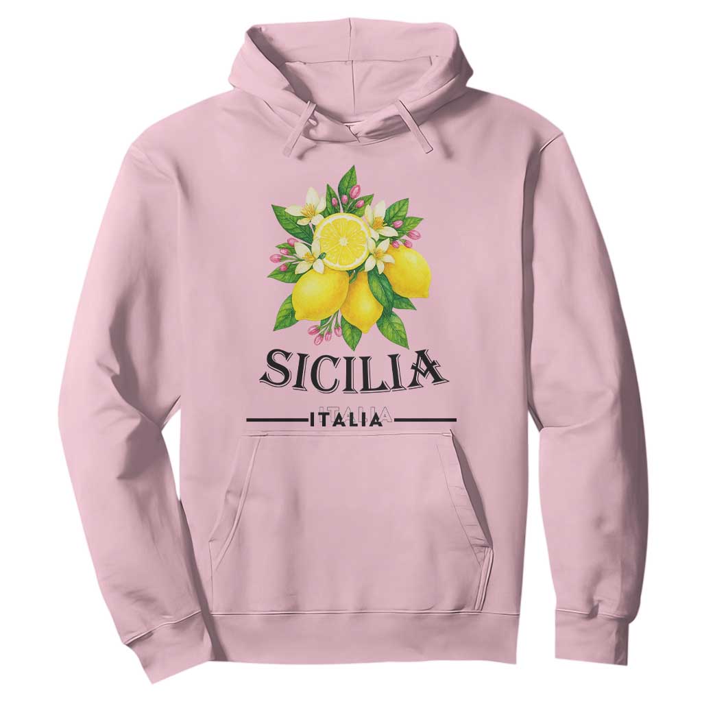 Sicilia Italia Fresh Lemon Hoodie Italian Sicilians Floral Citrus from Southern Italy TS02 Light Pink Print Your Wear