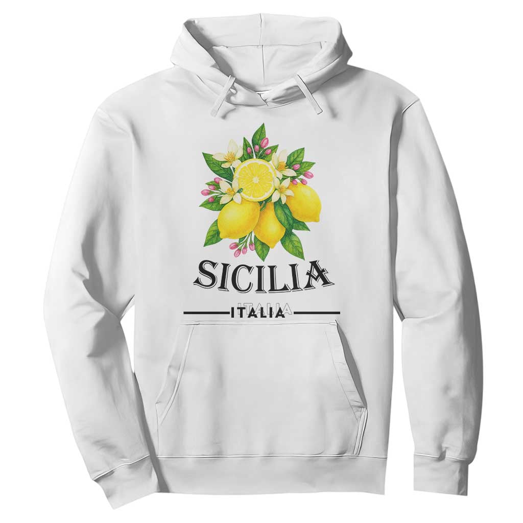 Sicilia Italia Fresh Lemon Hoodie Italian Sicilians Floral Citrus from Southern Italy TS02 White Print Your Wear