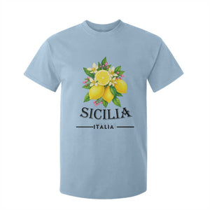 Sicilia Italia Fresh Lemon T Shirt For Kid Italian Sicilians Floral Citrus from Southern Italy TS02 Light Blue Print Your Wear