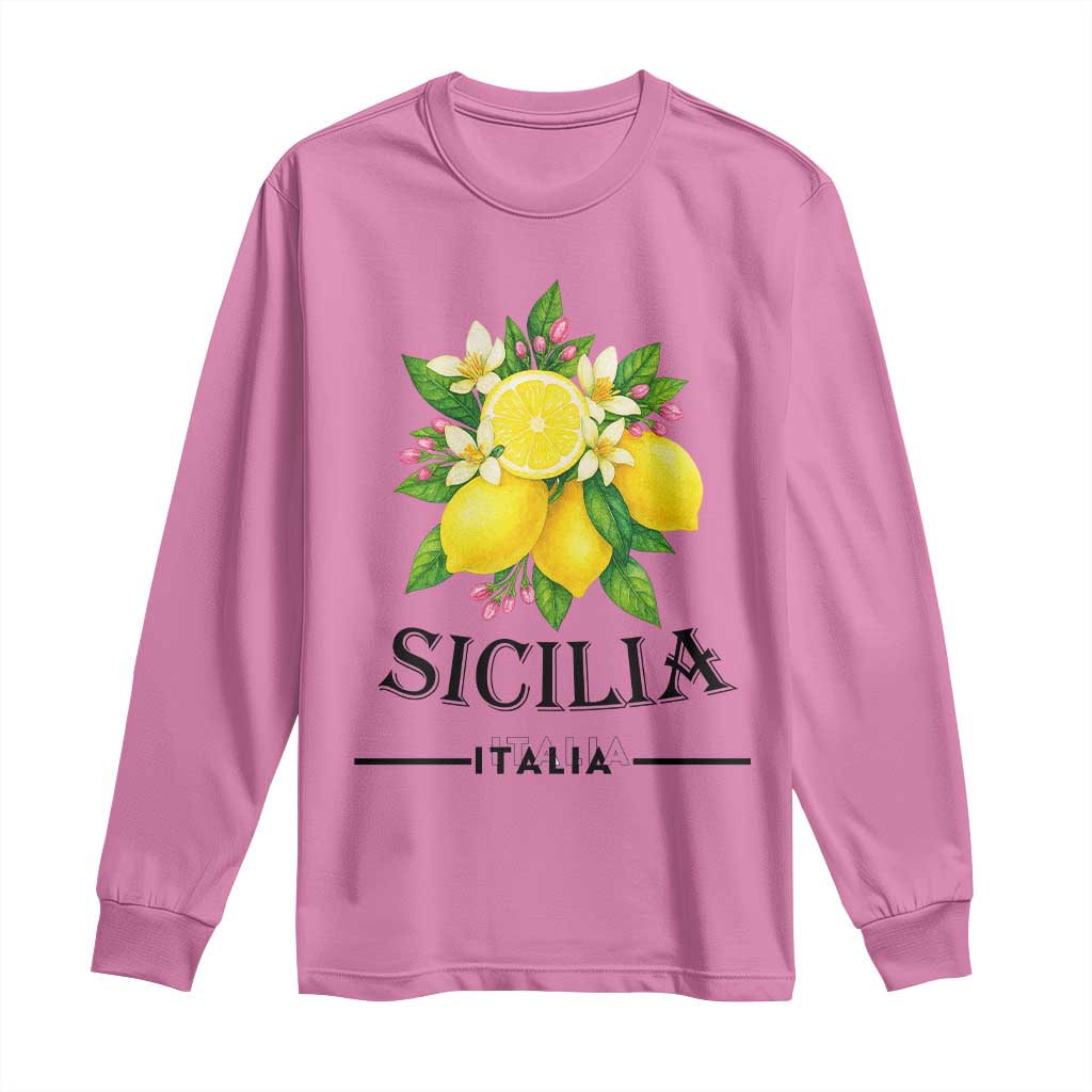 Sicilia Italia Fresh Lemon Long Sleeve Shirt Italian Sicilians Floral Citrus from Southern Italy TS02 Azalea Print Your Wear