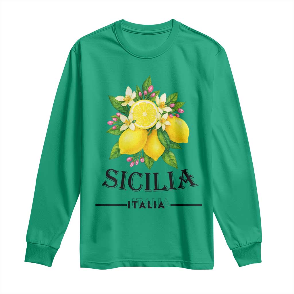 Sicilia Italia Fresh Lemon Long Sleeve Shirt Italian Sicilians Floral Citrus from Southern Italy TS02 Irish Green Print Your Wear