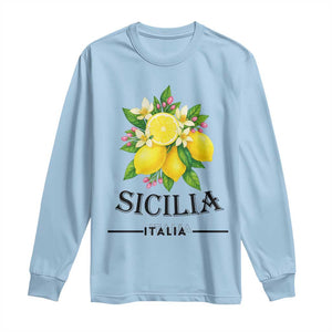 Sicilia Italia Fresh Lemon Long Sleeve Shirt Italian Sicilians Floral Citrus from Southern Italy TS02 Light Blue Print Your Wear