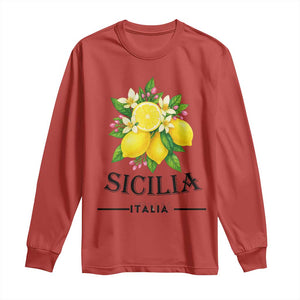 Sicilia Italia Fresh Lemon Long Sleeve Shirt Italian Sicilians Floral Citrus from Southern Italy TS02 Red Print Your Wear