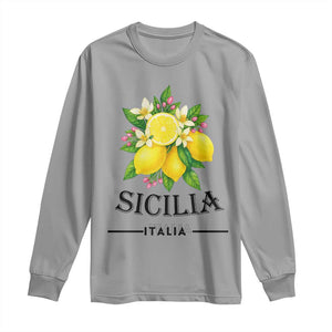 Sicilia Italia Fresh Lemon Long Sleeve Shirt Italian Sicilians Floral Citrus from Southern Italy TS02 Sport Gray Print Your Wear