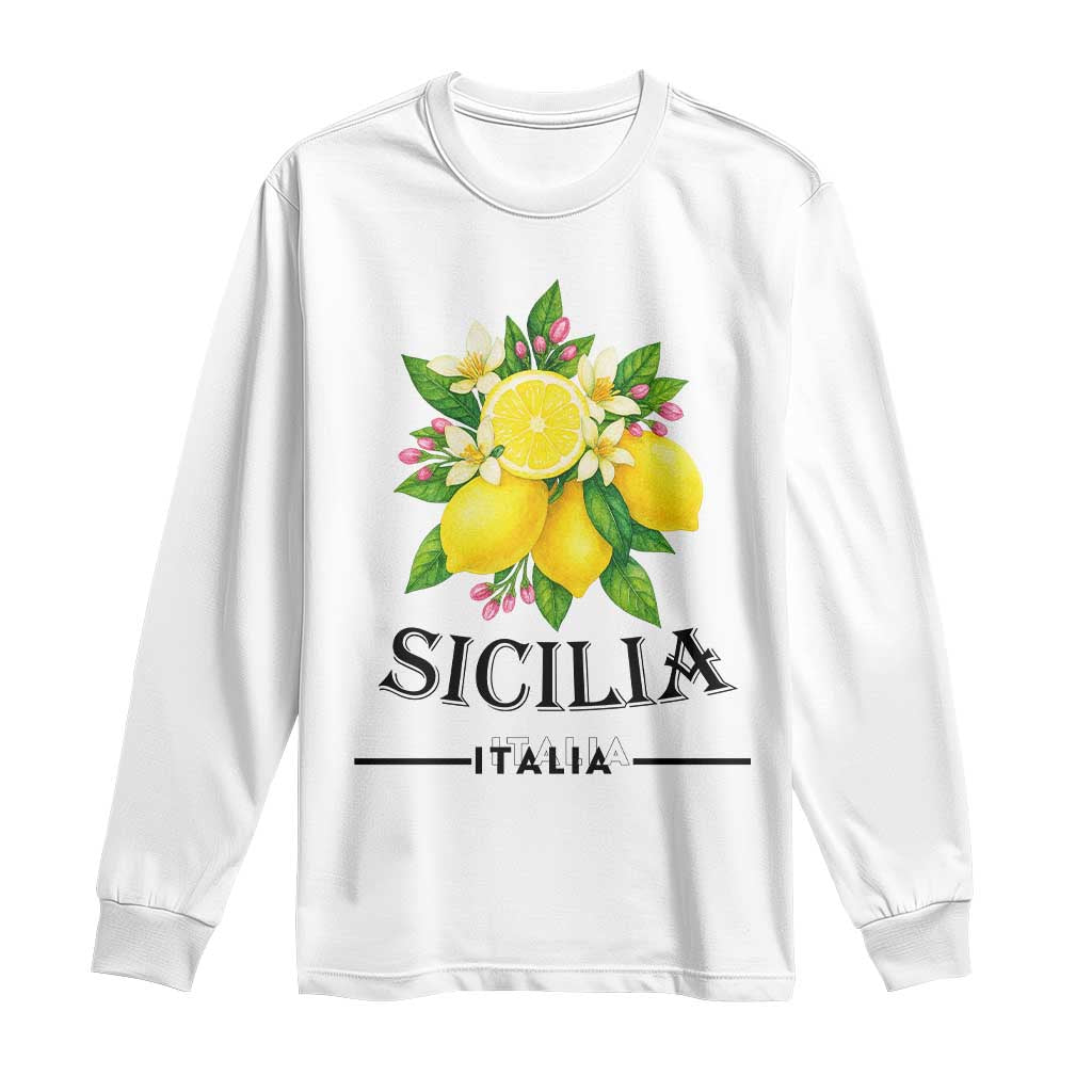 Sicilia Italia Fresh Lemon Long Sleeve Shirt Italian Sicilians Floral Citrus from Southern Italy TS02 White Print Your Wear