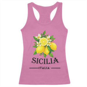Sicilia Italia Fresh Lemon Racerback Tank Top Italian Sicilians Floral Citrus from Southern Italy TS02 Azalea Print Your Wear