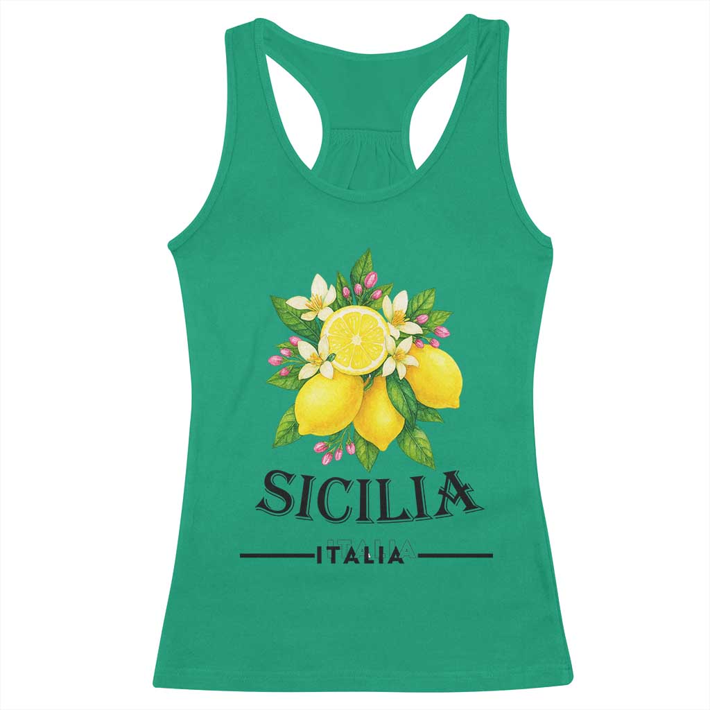 Sicilia Italia Fresh Lemon Racerback Tank Top Italian Sicilians Floral Citrus from Southern Italy TS02 Irish Green Print Your Wear