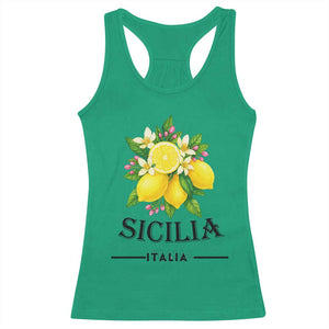 Sicilia Italia Fresh Lemon Racerback Tank Top Italian Sicilians Floral Citrus from Southern Italy TS02 Irish Green Print Your Wear