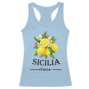 Sicilia Italia Fresh Lemon Racerback Tank Top Italian Sicilians Floral Citrus from Southern Italy TS02 Light Blue Print Your Wear
