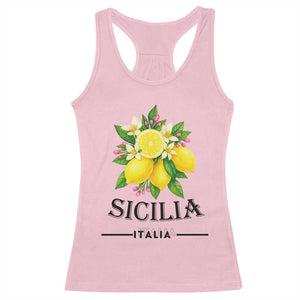 Sicilia Italia Fresh Lemon Racerback Tank Top Italian Sicilians Floral Citrus from Southern Italy TS02 Light Pink Print Your Wear