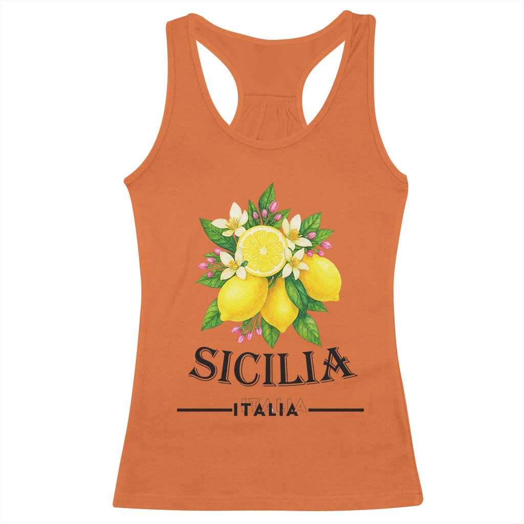 Sicilia Italia Fresh Lemon Racerback Tank Top Italian Sicilians Floral Citrus from Southern Italy TS02 Orange Print Your Wear