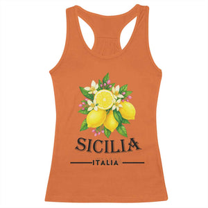 Sicilia Italia Fresh Lemon Racerback Tank Top Italian Sicilians Floral Citrus from Southern Italy TS02 Orange Print Your Wear