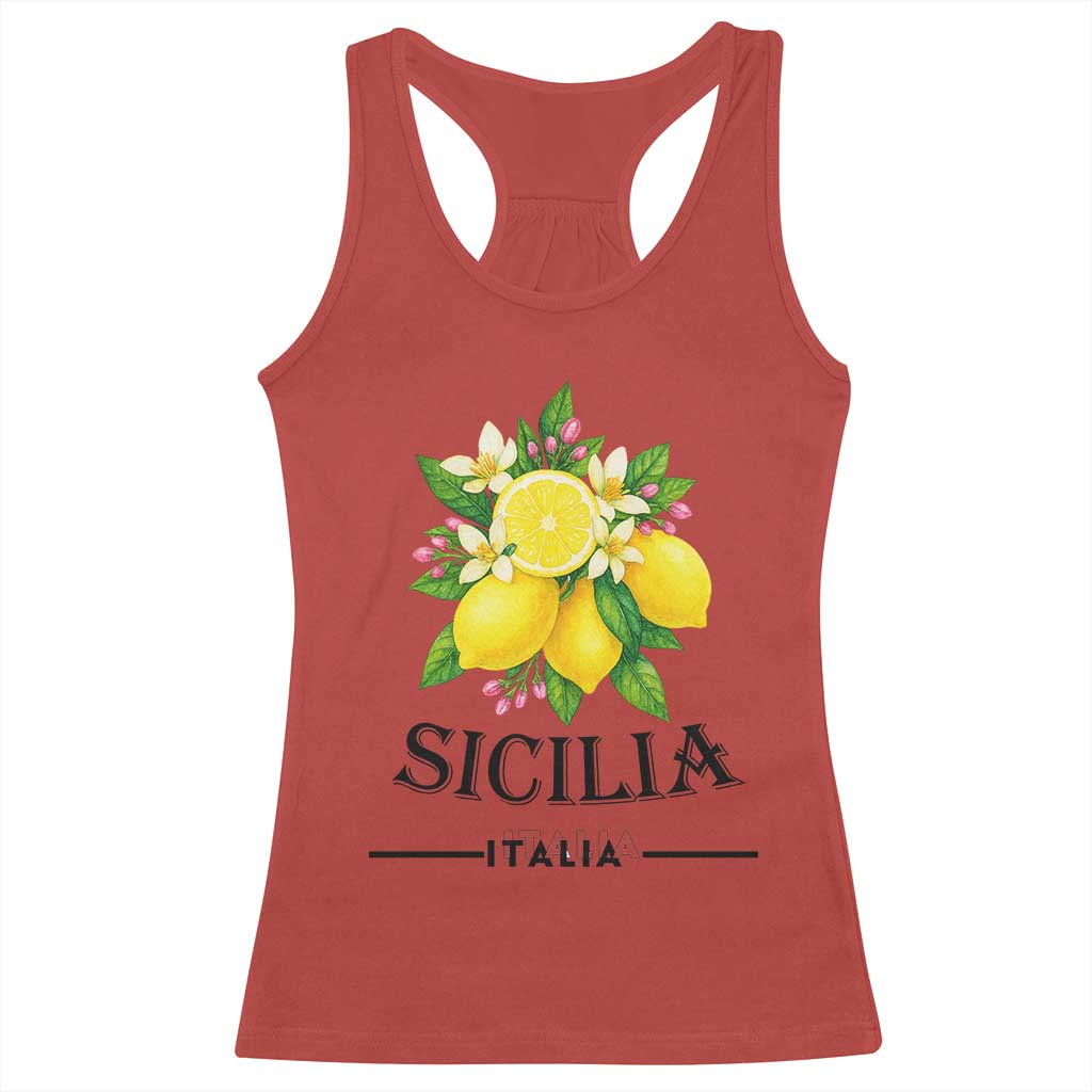 Sicilia Italia Fresh Lemon Racerback Tank Top Italian Sicilians Floral Citrus from Southern Italy TS02 Red Print Your Wear
