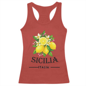 Sicilia Italia Fresh Lemon Racerback Tank Top Italian Sicilians Floral Citrus from Southern Italy TS02 Red Print Your Wear