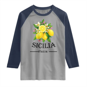 Sicilia Italia Fresh Lemon Raglan Shirt Italian Sicilians Floral Citrus from Southern Italy TS02 Sport Gray Navy Print Your Wear