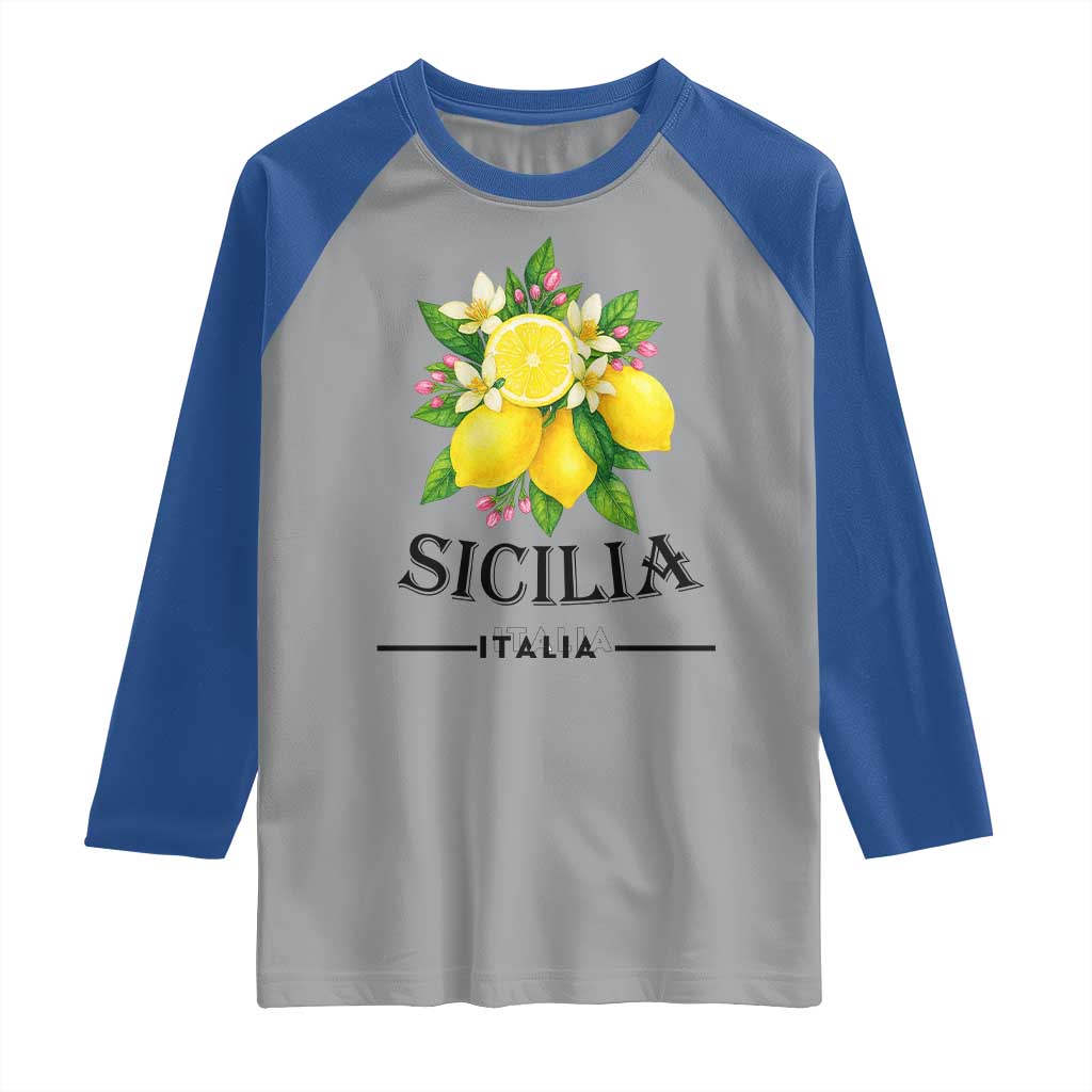 Sicilia Italia Fresh Lemon Raglan Shirt Italian Sicilians Floral Citrus from Southern Italy TS02 Sport Gray Royal Print Your Wear