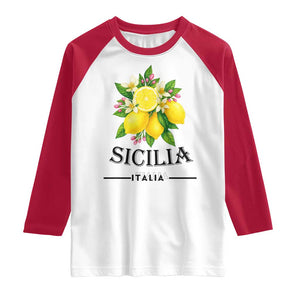 Sicilia Italia Fresh Lemon Raglan Shirt Italian Sicilians Floral Citrus from Southern Italy TS02 White Red Print Your Wear