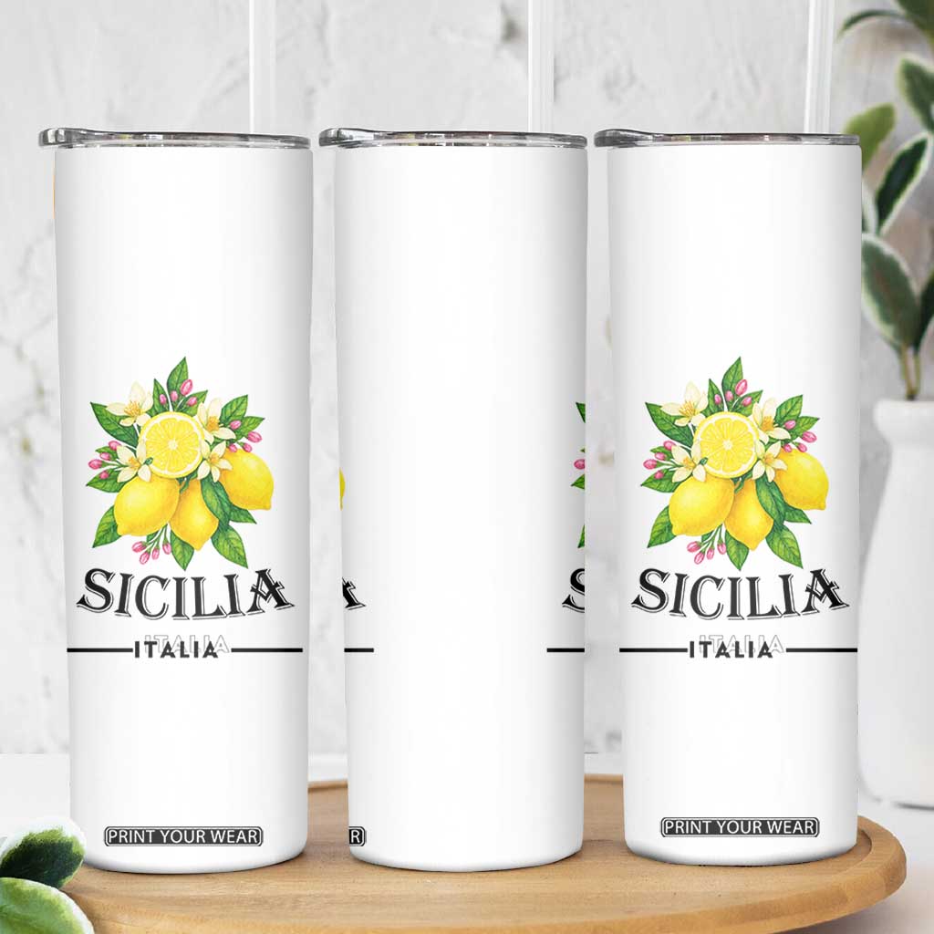 Sicilia Italia Fresh Lemon Skinny Tumbler Italian Sicilians Floral Citrus from Southern Italy TS02 Print Your Wear
