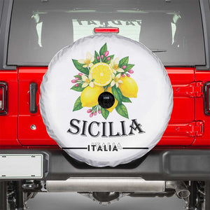 Sicilia Italia Fresh Lemon Spare Tire Cover Italian Sicilians Floral Citrus from Southern Italy TS02 White Print Your Wear