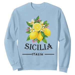 Sicilia Italia Fresh Lemon Sweatshirt Italian Sicilians Floral Citrus from Southern Italy TS02 Light Blue Print Your Wear