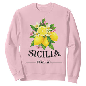 Sicilia Italia Fresh Lemon Sweatshirt Italian Sicilians Floral Citrus from Southern Italy TS02 Light Pink Print Your Wear