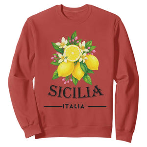 Sicilia Italia Fresh Lemon Sweatshirt Italian Sicilians Floral Citrus from Southern Italy TS02 Red Print Your Wear