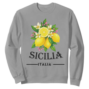 Sicilia Italia Fresh Lemon Sweatshirt Italian Sicilians Floral Citrus from Southern Italy TS02 Sport Gray Print Your Wear
