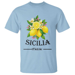 Sicilia Italia Fresh Lemon T Shirt Italian Sicilians Floral Citrus from Southern Italy TS02 Light Blue Print Your Wear