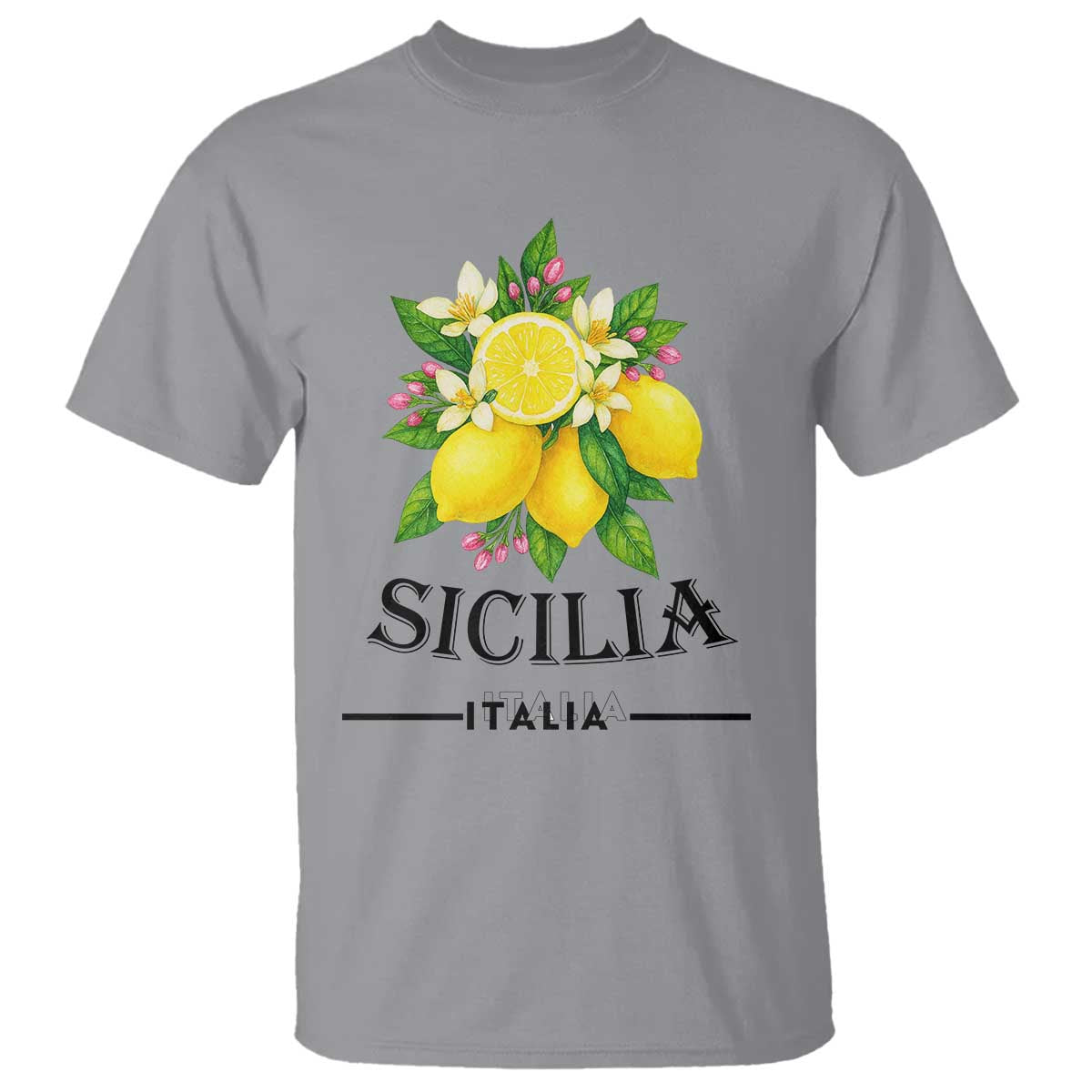 Sicilia Italia Fresh Lemon T Shirt Italian Sicilians Floral Citrus from Southern Italy TS02 Sport Gray Print Your Wear