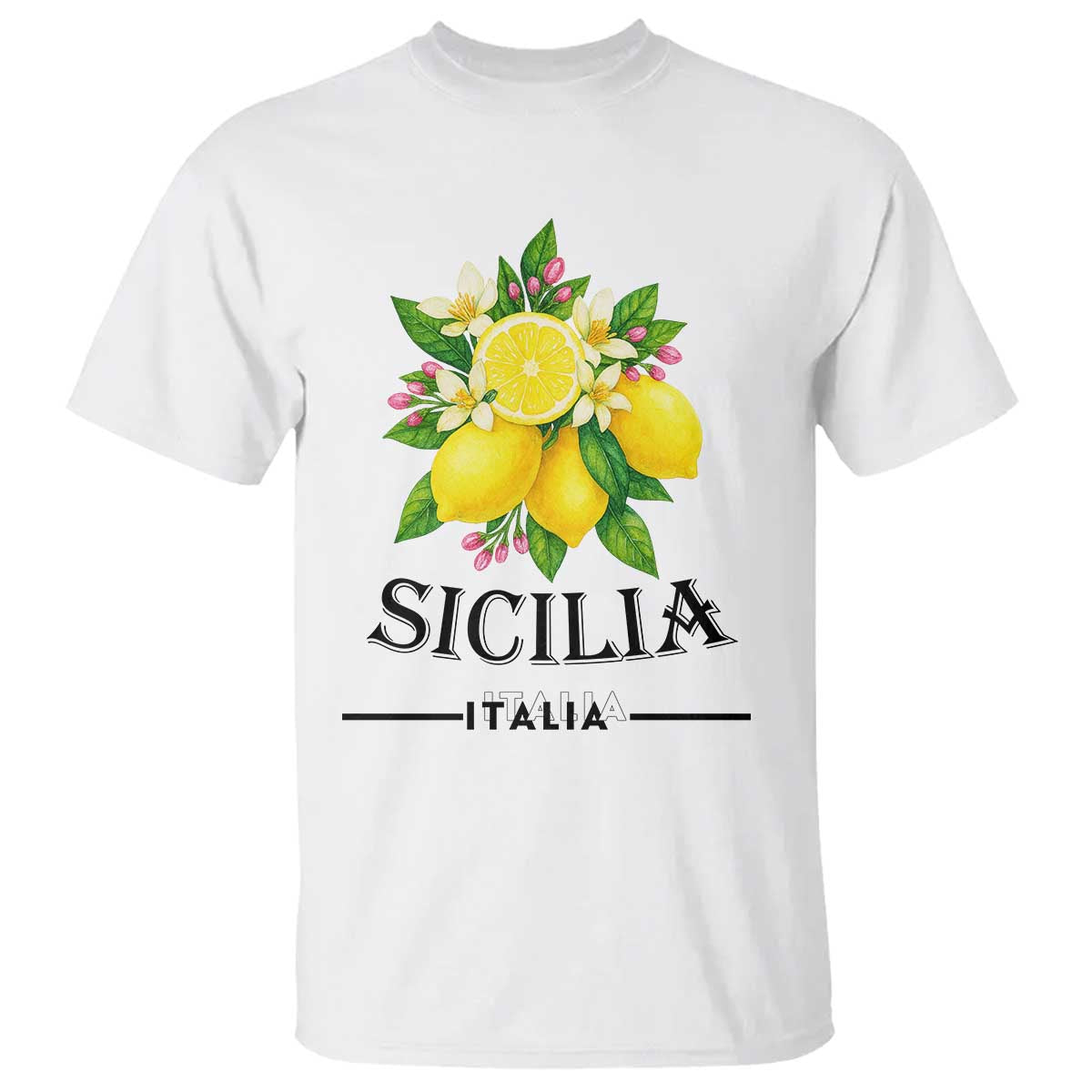 Sicilia Italia Fresh Lemon T Shirt Italian Sicilians Floral Citrus from Southern Italy TS02 White Print Your Wear