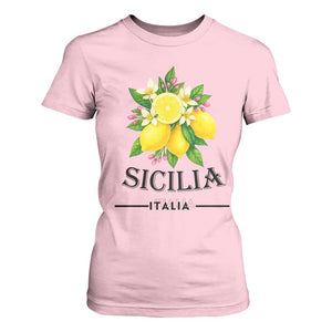 Sicilia Italia Fresh Lemon T Shirt For Women Italian Sicilians Floral Citrus from Southern Italy TS02 Light Pink Print Your Wear