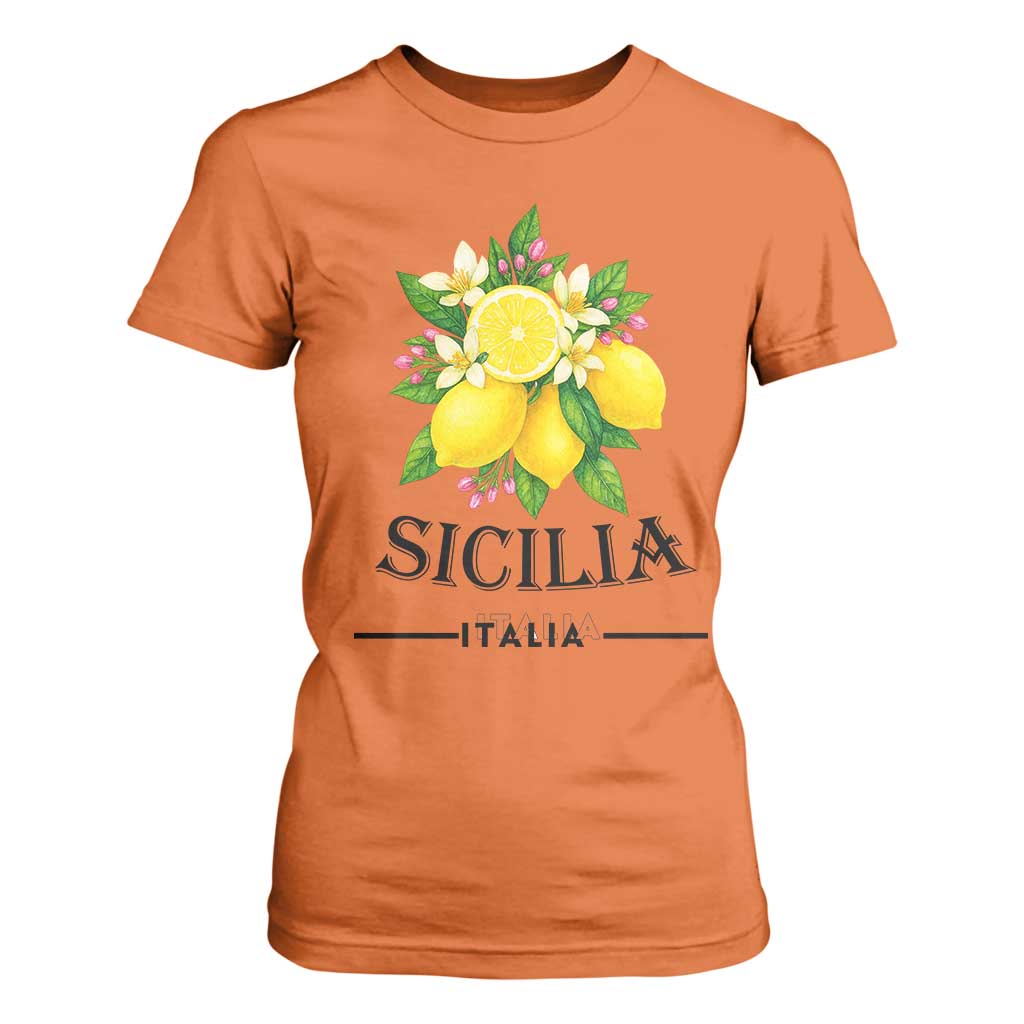 Sicilia Italia Fresh Lemon T Shirt For Women Italian Sicilians Floral Citrus from Southern Italy TS02 Orange Print Your Wear