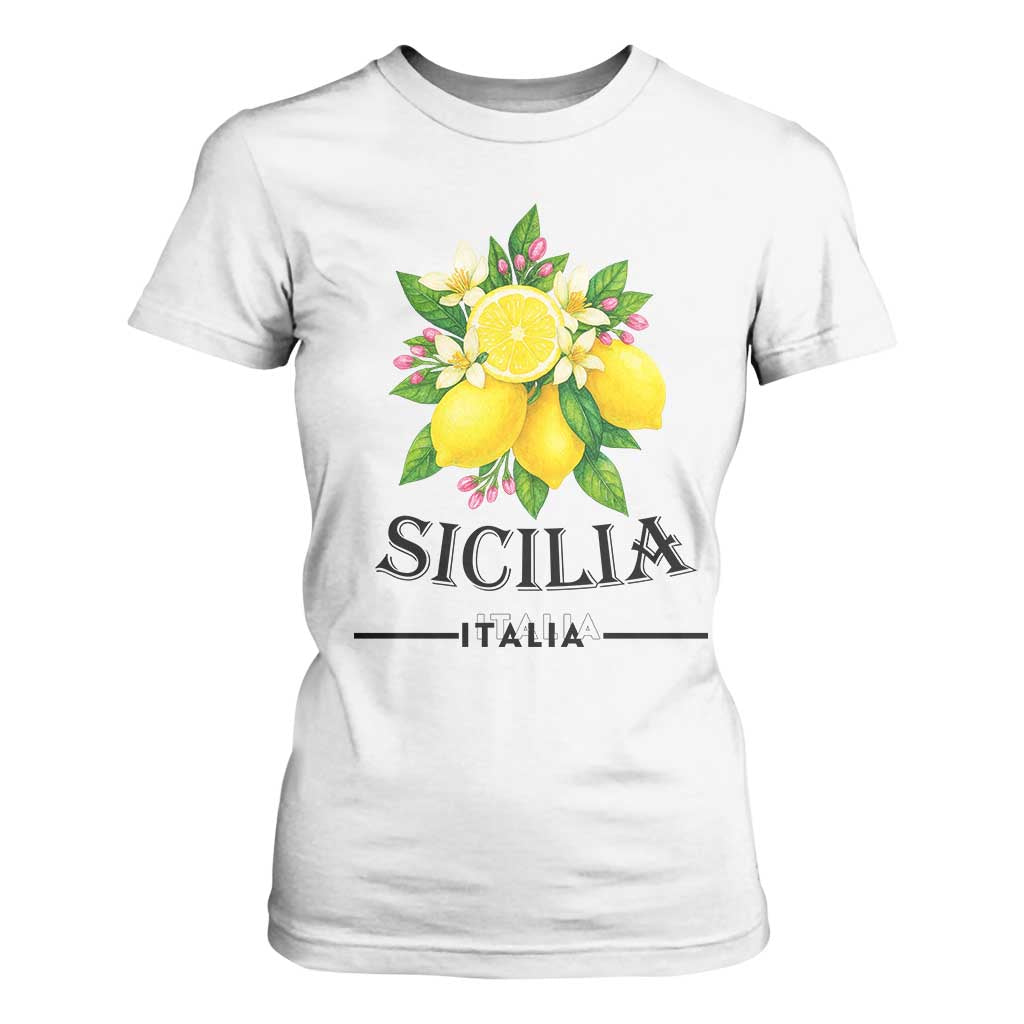 Sicilia Italia Fresh Lemon T Shirt For Women Italian Sicilians Floral Citrus from Southern Italy TS02 White Print Your Wear