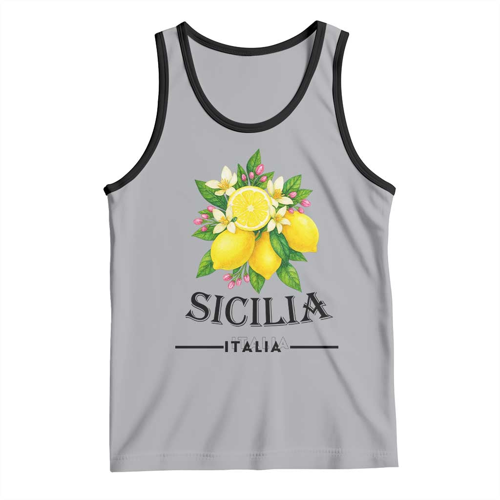 Sicilia Italia Fresh Lemon Tank Top Italian Sicilians Floral Citrus from Southern Italy TS02 Athletic Heather Black Print Your Wear