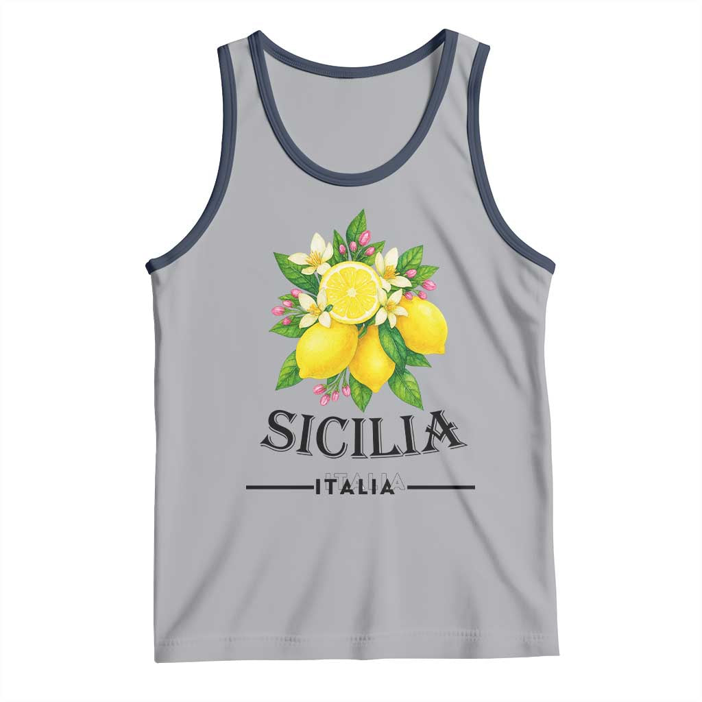 Sicilia Italia Fresh Lemon Tank Top Italian Sicilians Floral Citrus from Southern Italy TS02 Athletic Heather Navy Print Your Wear