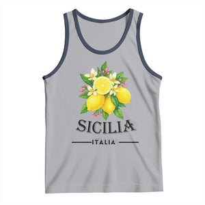 Sicilia Italia Fresh Lemon Tank Top Italian Sicilians Floral Citrus from Southern Italy TS02 Athletic Heather Navy Print Your Wear