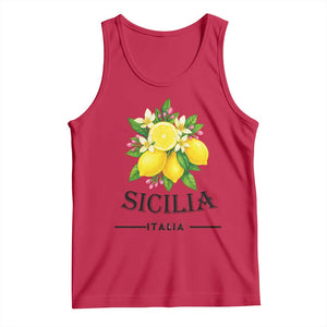 Sicilia Italia Fresh Lemon Tank Top Italian Sicilians Floral Citrus from Southern Italy TS02 Red Print Your Wear