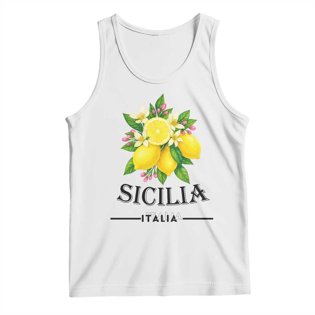Sicilia Italia Fresh Lemon Tank Top Italian Sicilians Floral Citrus from Southern Italy TS02 White Print Your Wear