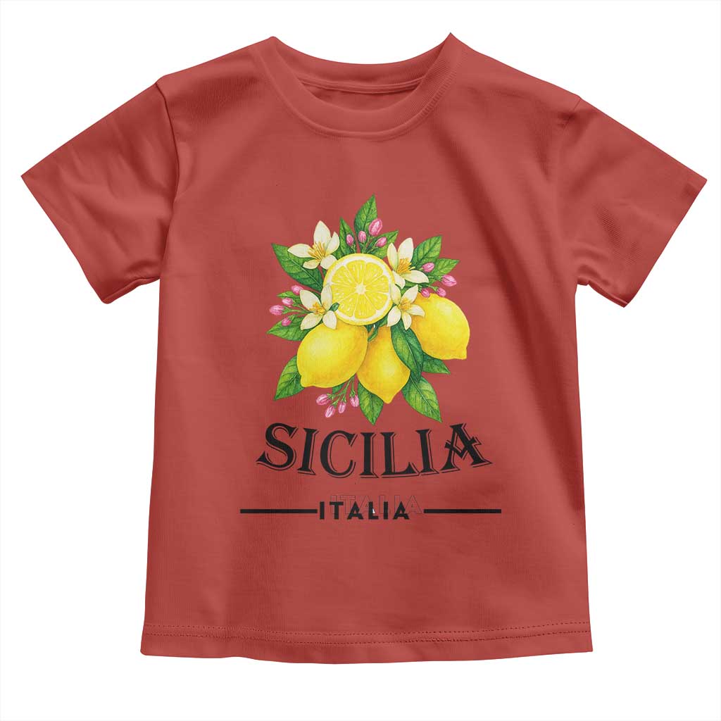 Sicilia Italia Fresh Lemon Toddler T Shirt Italian Sicilians Floral Citrus from Southern Italy TS02 Red Print Your Wear