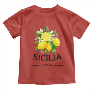Sicilia Italia Fresh Lemon Toddler T Shirt Italian Sicilians Floral Citrus from Southern Italy TS02 Red Print Your Wear