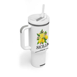Sicilia Italia Fresh Lemon Tumbler With Handle Italian Sicilians Floral Citrus from Southern Italy TS02 Print Your Wear