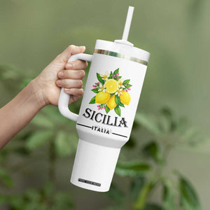 Sicilia Italia Fresh Lemon Tumbler With Handle Italian Sicilians Floral Citrus from Southern Italy TS02 Print Your Wear