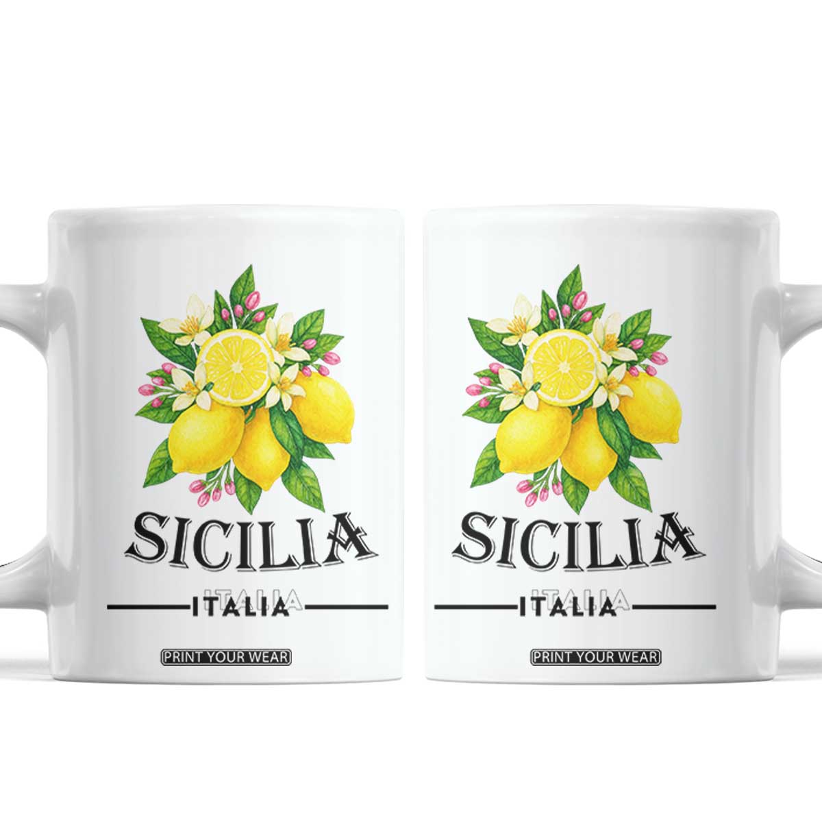Sicilia Italia Fresh Lemon Coffee Mug Italian Sicilians Floral Citrus from Southern Italy TS02 White Print Your Wear