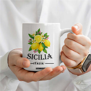 Sicilia Italia Fresh Lemon Coffee Mug Italian Sicilians Floral Citrus from Southern Italy TS02 Print Your Wear
