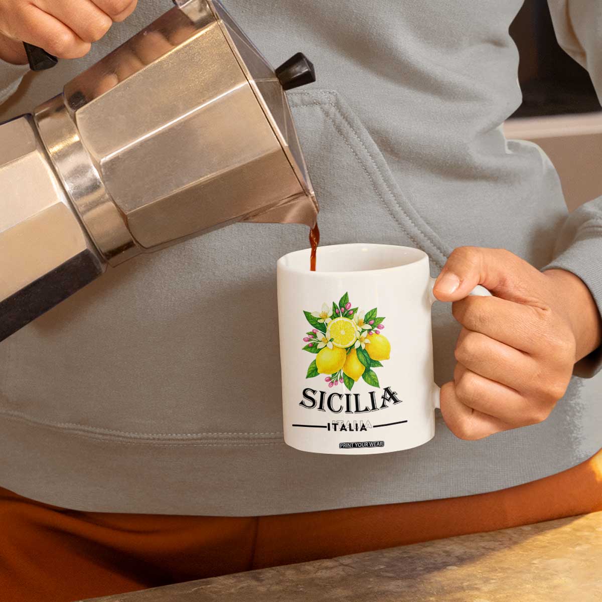 Sicilia Italia Fresh Lemon Coffee Mug Italian Sicilians Floral Citrus from Southern Italy TS02 Print Your Wear
