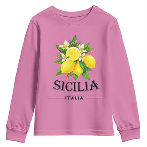 Sicilia Italia Fresh Lemon Youth Sweatshirt Italian Sicilians Floral Citrus from Southern Italy TS02 Azalea Print Your Wear