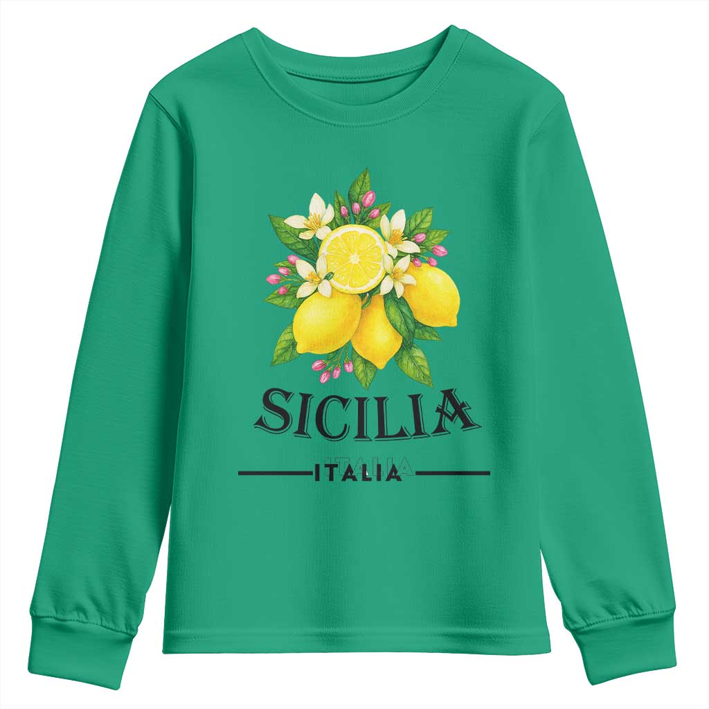 Sicilia Italia Fresh Lemon Youth Sweatshirt Italian Sicilians Floral Citrus from Southern Italy TS02 Irish Green Print Your Wear